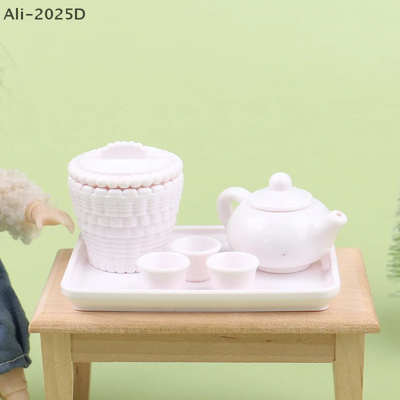 

6pcs/set Dollhouse Miniature Tea teapot Cup Tableware Kitchen Dollhouse Furniture Toys For Children Tea Cups Dollhouse