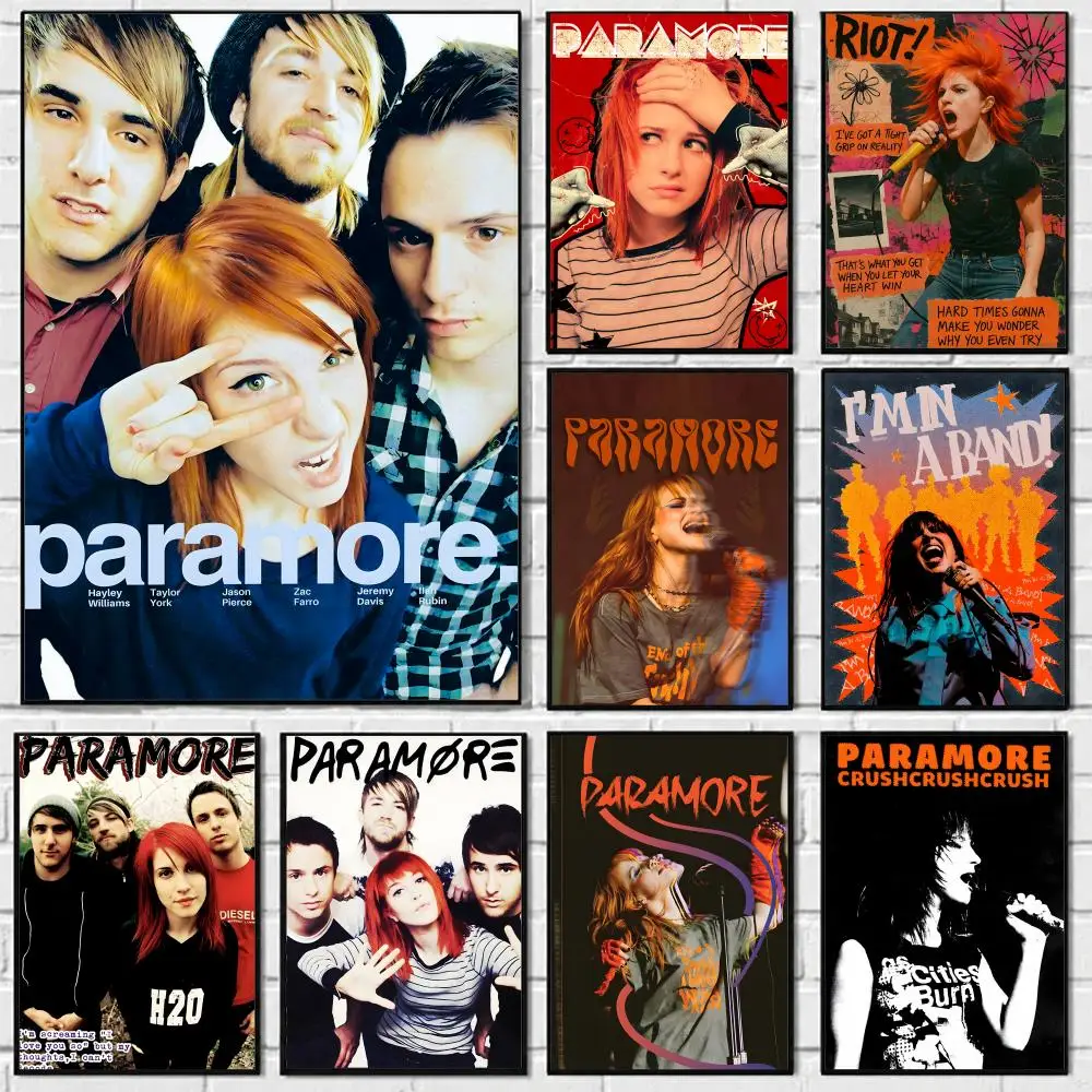 Band Paramore Poster Self-adhesive Art Waterproof Paper Sticker Coffee House Bar Room Wall Decor