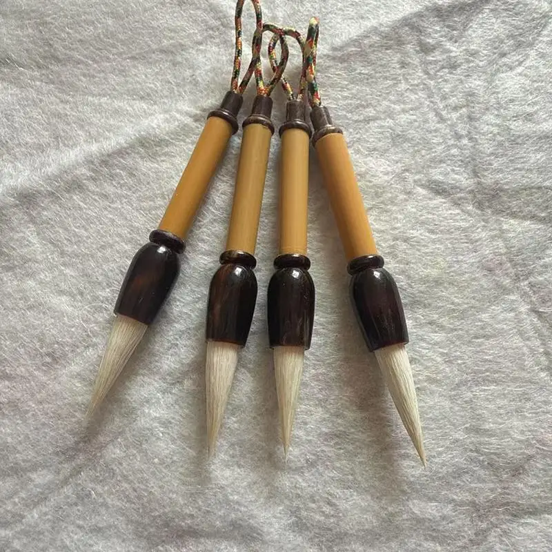 9cm Mini Portable Chinese Calligraphy Brush Smooth Writing Bamboo Handle Pocket Size for Travel Use
