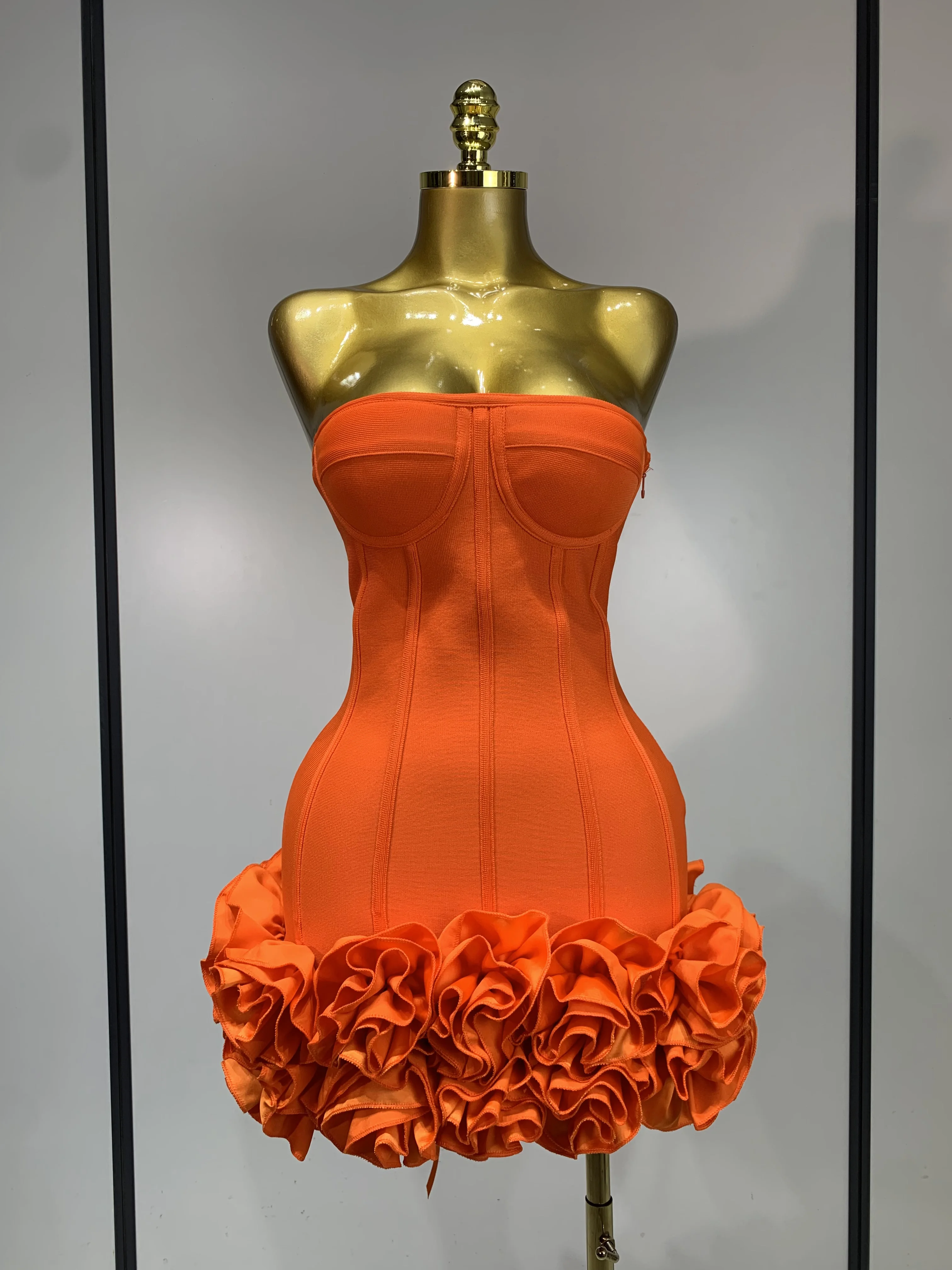 Women Sexy Strapless Backless Flower Embellished Mini Bandage Dress Bodycon Celebrity Party Cocktail Evening Party Club Dresses 213 Sd7c0aeae9e944e84ba5ecd7f9cc1c94bh
