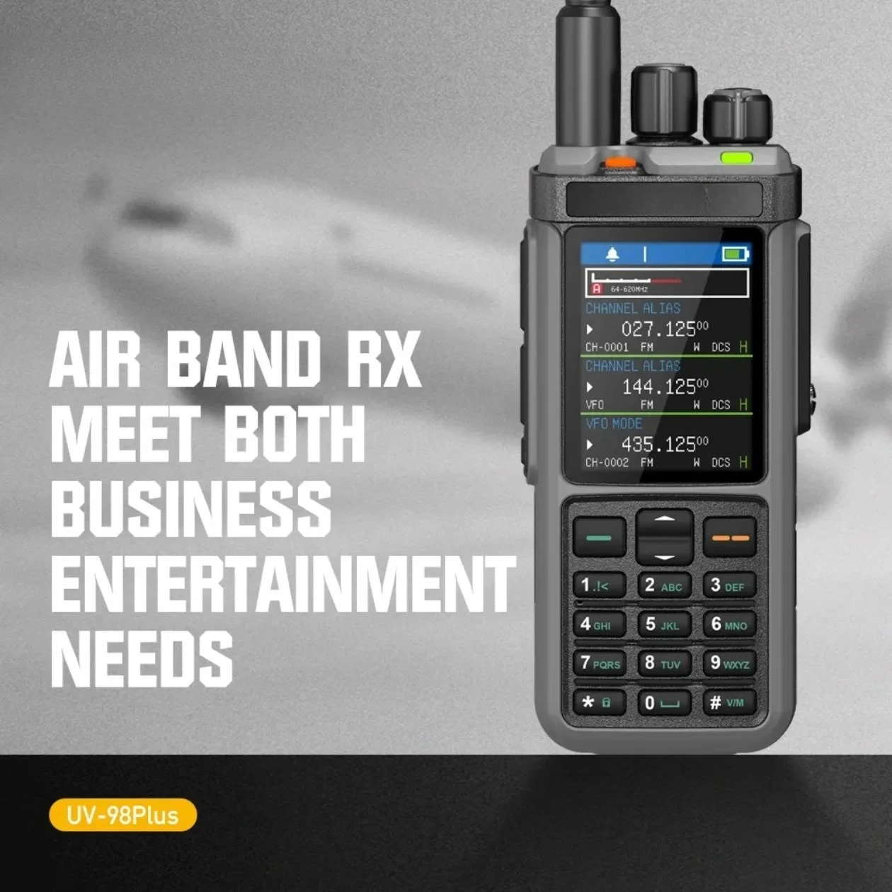 IRadio UV-98 Digital Mobile Radio 10W Output Power IP54 Water Resistant 2000-2500mAh Battery 0-10KM Range VHF/UHF Walkie Talkie