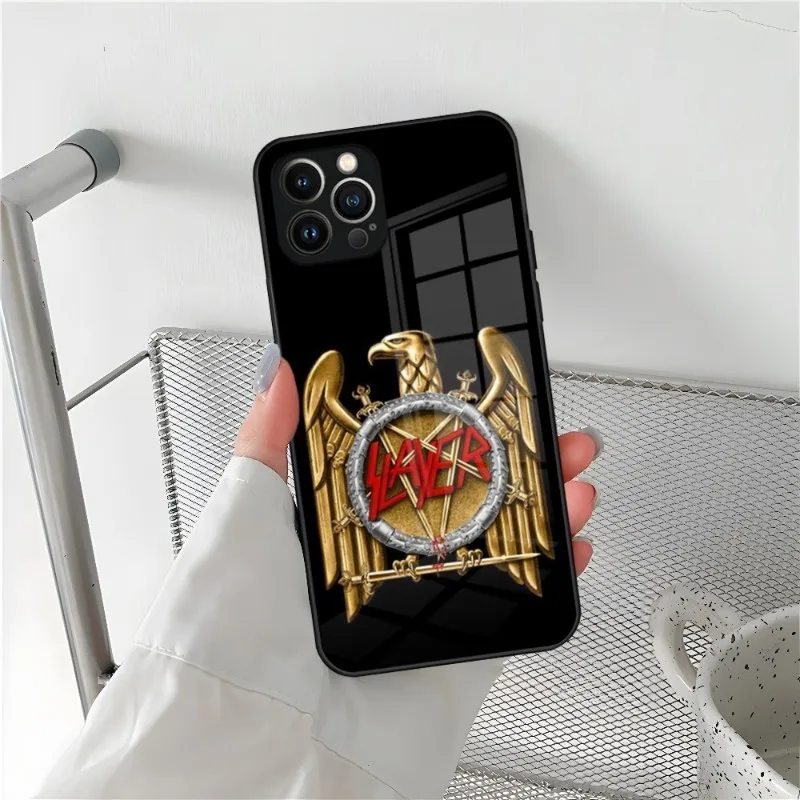 Slayer Heavy Metal Rock Band Phone Case For Iphone 15 14 13 12 11 Pro Max Mini X Xr Xs 8 Puls Glass