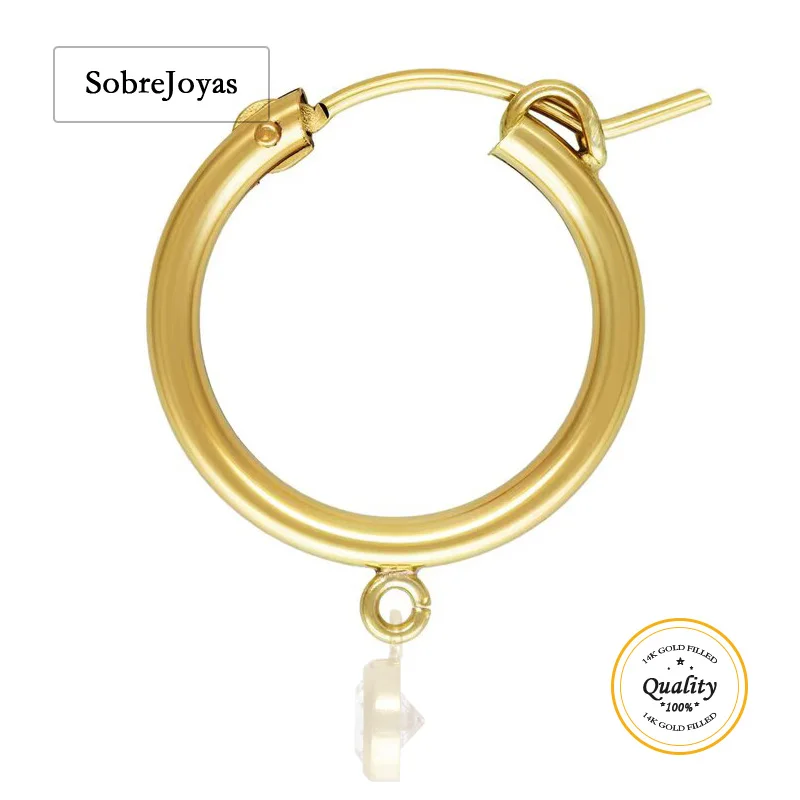 

14K Gold Filled Eurowire Hoop Earrings with Open Ring 13MM/15MM/19MM Gold Ear Wire for DIY Handmade Jewelry Making