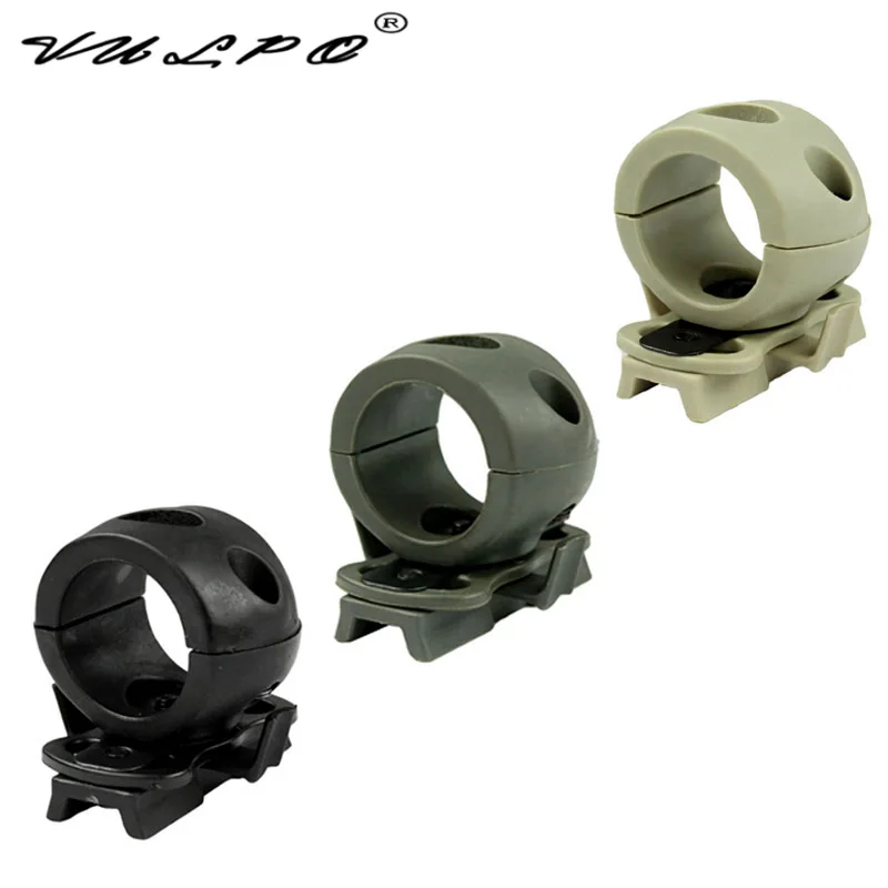 VULPO 20mm 24.5mm 30mm Diameter Helmet Flashlight Mount Clip Tactical Flashlight Clamp Adaptor For Fast/MICH Helmet Rail Groove