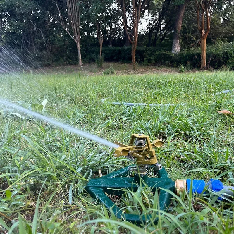 Cabeça de aspersão de jardim, rotação de 360 graus, rega automática, base de metal, aspersor para irrigação de gramado