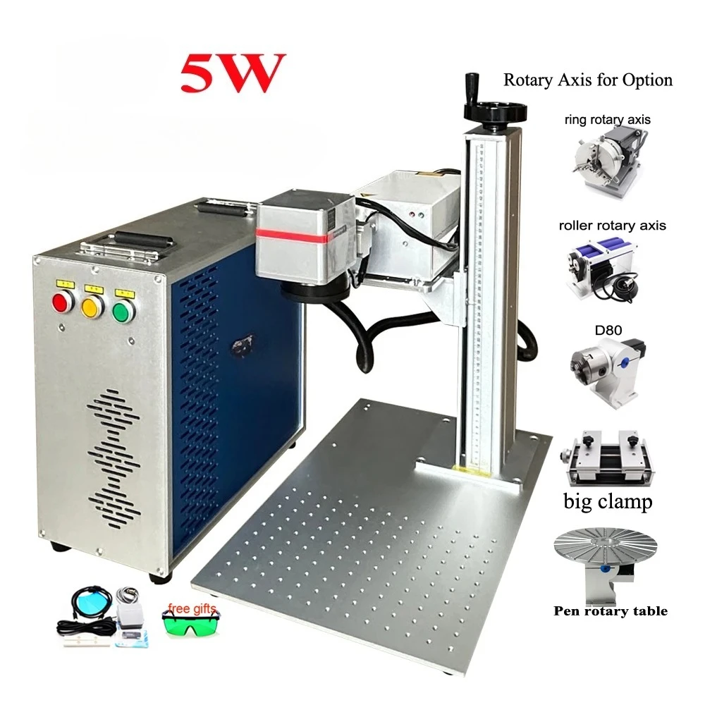 355nm Air Cooled UV 5W Laser Glass Marking Machine Rotary Axis Optional For Silicone Metal Wood Plastic Leather