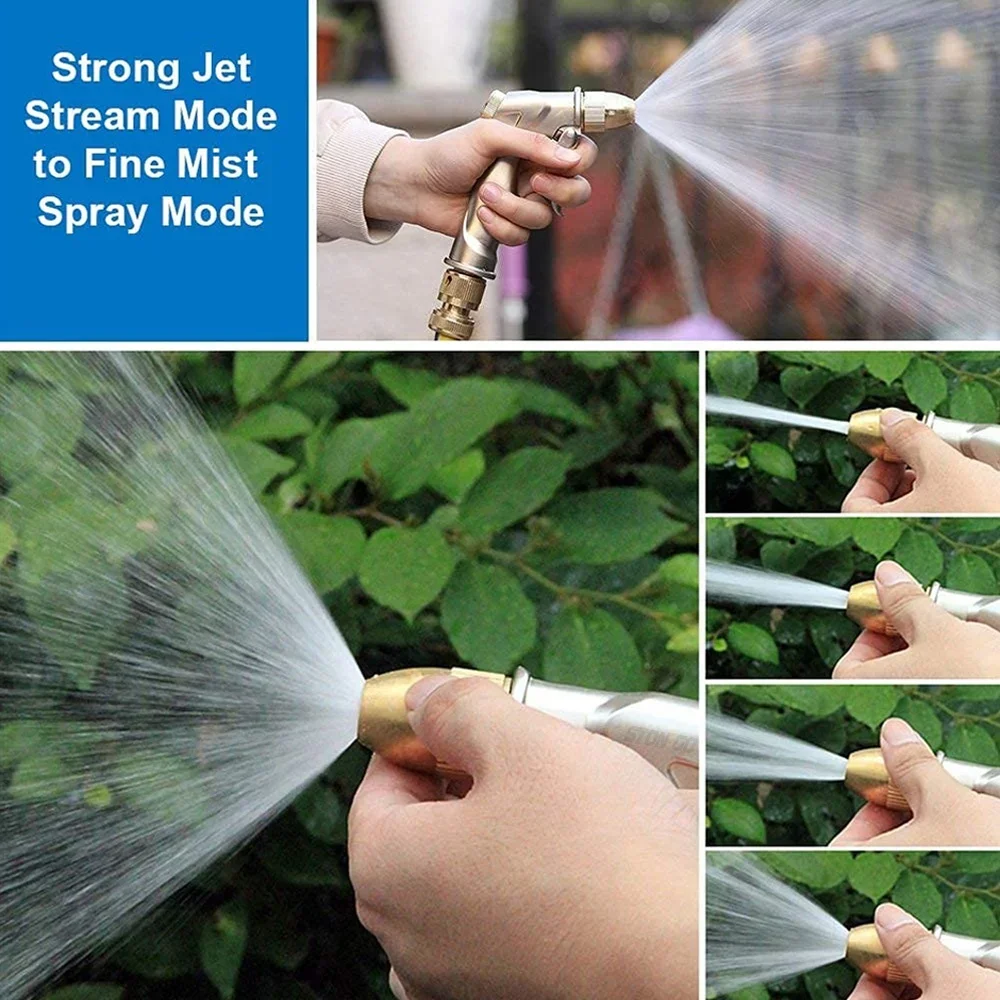 Heavy Duty Metal Garden Hose Nozzle High Pressure Pistol Grip Sprayer 4 Spray Modes Handheld Water Nozzle