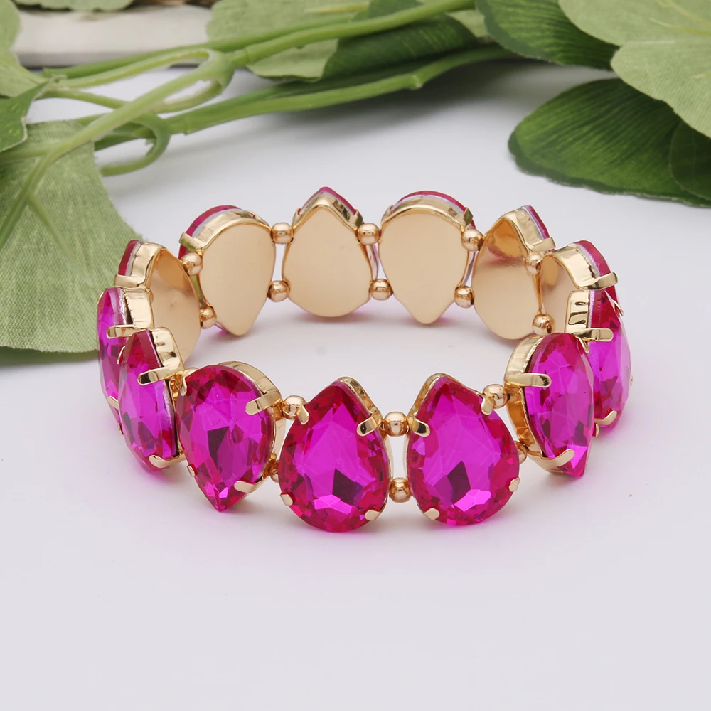 AB Color Glass Bracelets For Woman Bohemian Exaggeration Spring Crystal Bangle Madera Bride wedding Pulseira