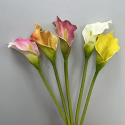 4pcs/lot Simulation Calla Lily Floral Real Touch PU Fake Flowers Shopping Mall Decoration Artificial Calla Lilies Yellow Flower