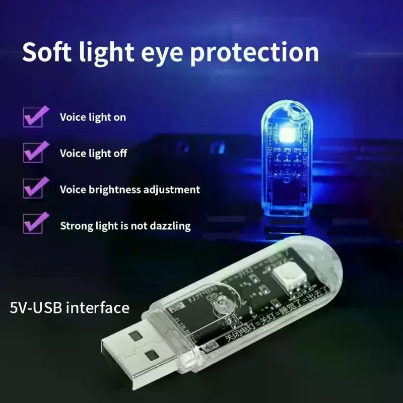 

AI Voice-controlled USB Sound-activated LED Night Light/bedside Sleep Light