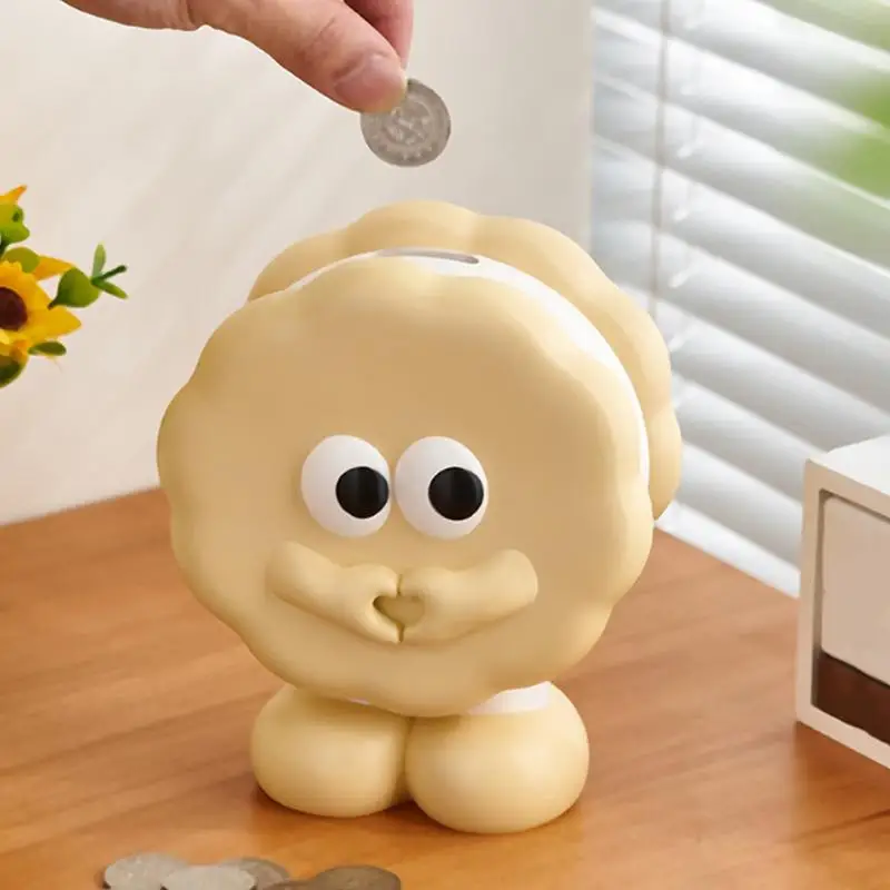 Schattige Munt Bank Koekje Sculptuur Voor Bureau Kinderen Geld Bank Beeld Cartoon Munt Bank Voor Meisjes En Jongens Geld Besparing Pot Munt Bank