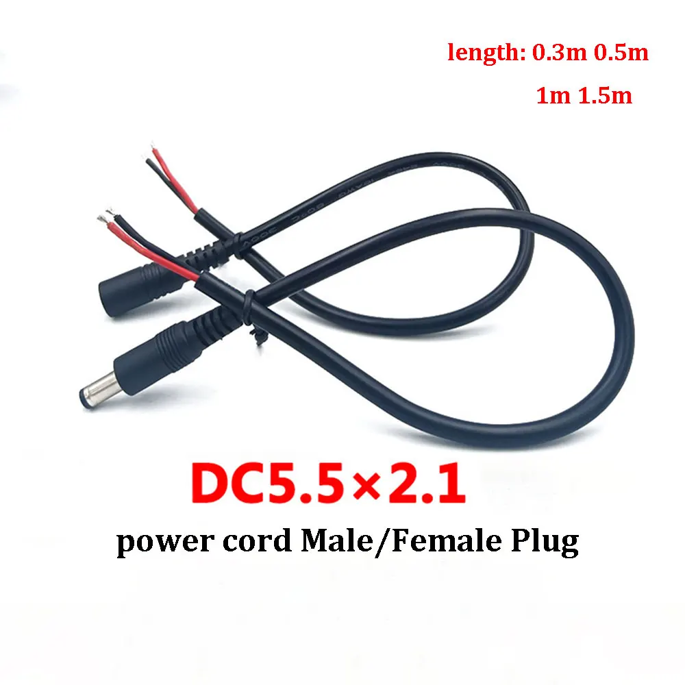 1PC 18AWG DC 5.5x2.1mm Male or Female Power Plug Cable Jack Adapter Connector 12V 3-10A Power Supply Cords DIY For CCTV LED