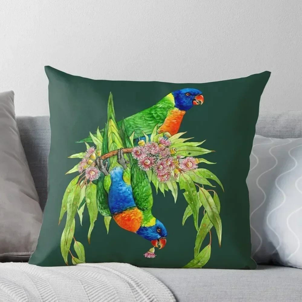 

Rainbow Lorikeets Native Wreath Throw Pillow Marble Cushion Cover sleeping pillows Sofas Covers pillow