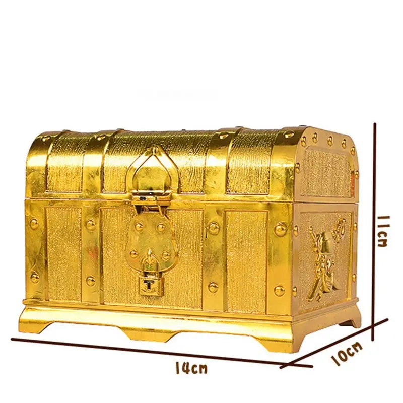 ABKS-3X Pirate Treasure Chest Decorative Treasure Chest Keepsake Jewelry Box Treasure Boxes Large Size Electroplating Gold
