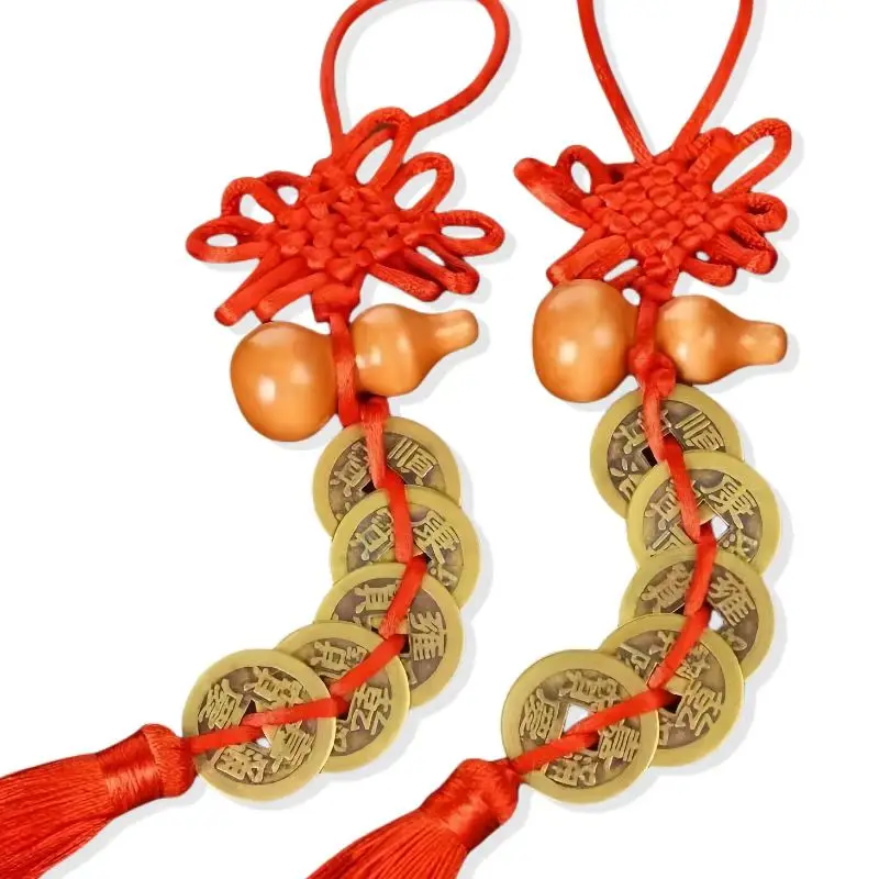 

Feng Shui Ornaments Five Emperors MoneyTraditional Chinese Knot Tassel Charm Lucky Coin Pendant for Wealth and Success
