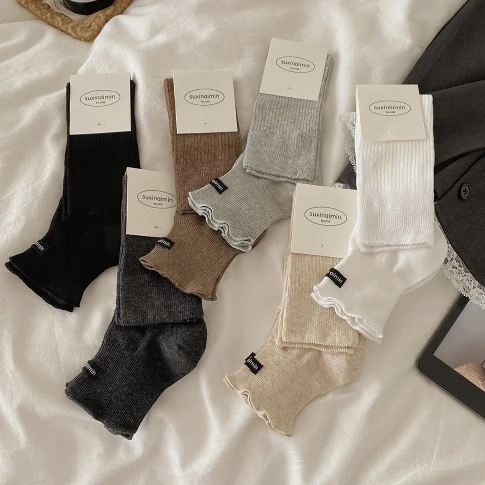 

Милые хлопковые гетры, дышащие однотонные гольфы, тонкие женские длинные носки JK