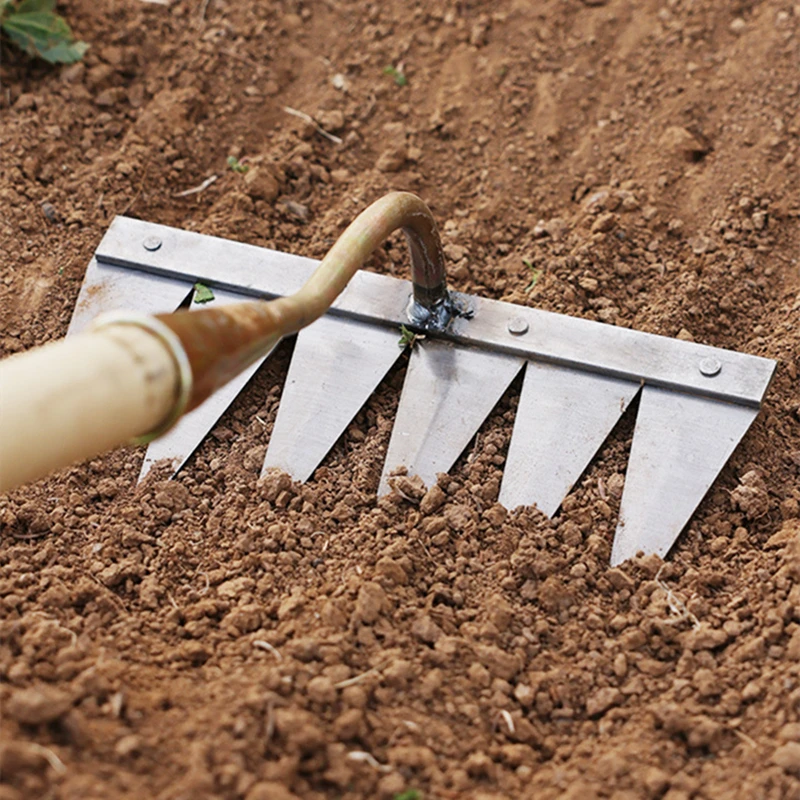 Houe de jardinage en fer à 4/5/6/7 dents, outil de ferme, de désherbage, de préhension et d'ameublissement du sol, outil de râteau à ongles, artefact, herse, outils de ferme