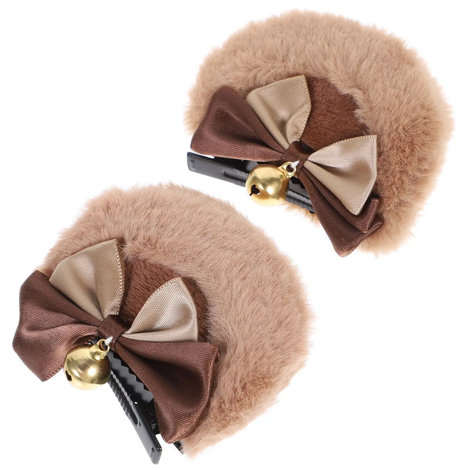 

Bear Ears Bow Hair Clips Round Sweet Double Bowknot Plush Animal Hairpins Anime Hair Lolita Kawaii Cosplay Barrette Decor NEW