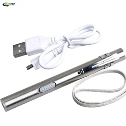 Linterna LED recargable por USB de aleación de aluminio, linterna recargable potente, llavero, bolígrafo para médicos