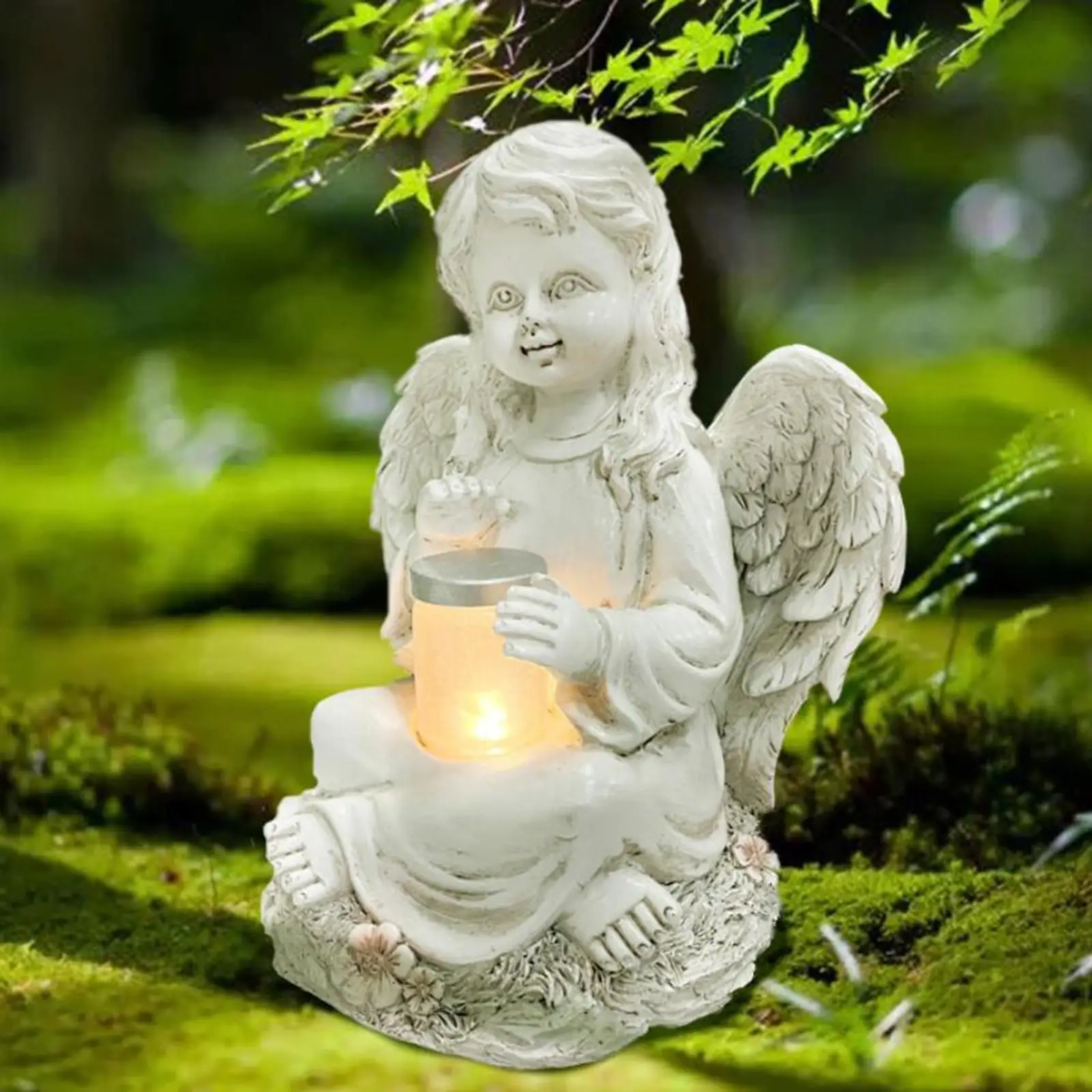 Angel Statue Solar Powered garden Statue, Solar Led Outdoor , Intricate Details, Automatically Night
