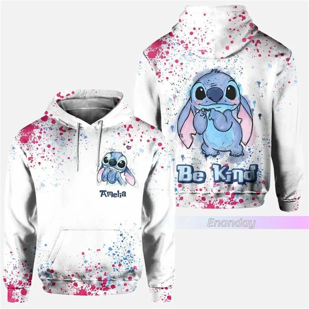 

2025 Disney Stitch Fashion Men's Children's Spring 3D Printed Hoodies Men's and Women's Tops Street Style Casual Hoodies