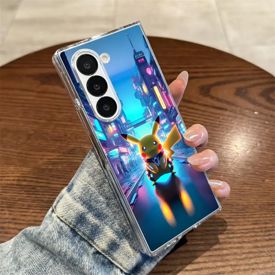 Чехол для Samsung Galaxy ZFold3 ZFold4 ZFold5 ZFold6 ZFold7 Z Fold 7, 6, 5, 4, 3, жесткий чехол для телефона, японский Пикачу, крутой