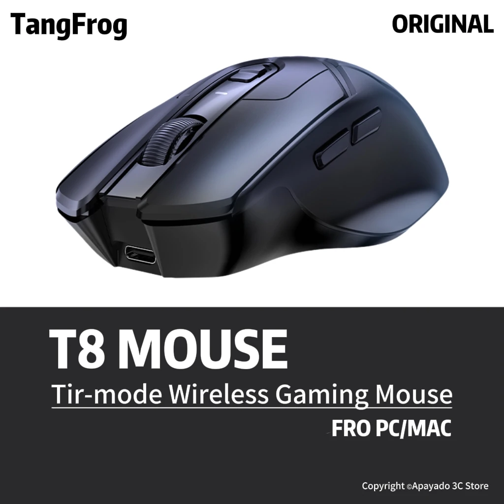 TangFrog T8 1K Wireless Gaming Mouse for FPS/MOA PAW3311 Sensor 24000DPI 300 IPS | 20 Million Clicks  | RGB Charging Dock