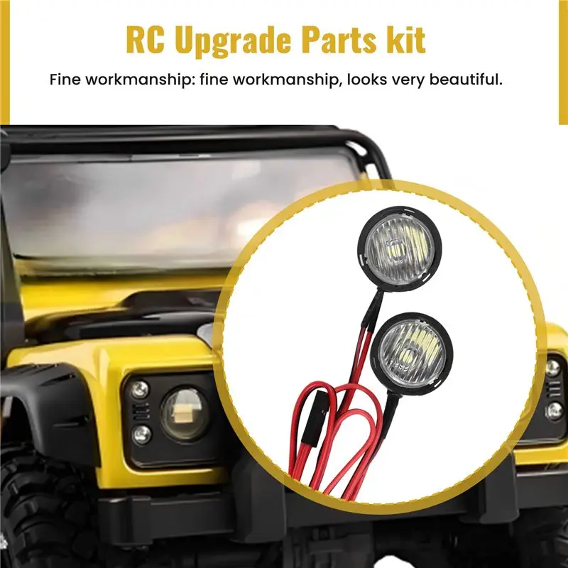 ABXE-LED Lights Bright Headlights Spotlight For 1/10 RC Crawler Car TRX4 TRX6 Axial SCX10 90046 Round 2LED