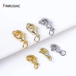 10pcs/lot 14k/18k Gold Plated Brass Lobster Clasps With 4mm Closed Rings,10mm 12mm Lobster Clasps For Jewelry Making Supplies