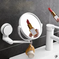 Foldable No Punching Wall Mounted Bathroom Mirror Small Circular Dressing Makeup Mirror for Home Toilet Student Dormitory
