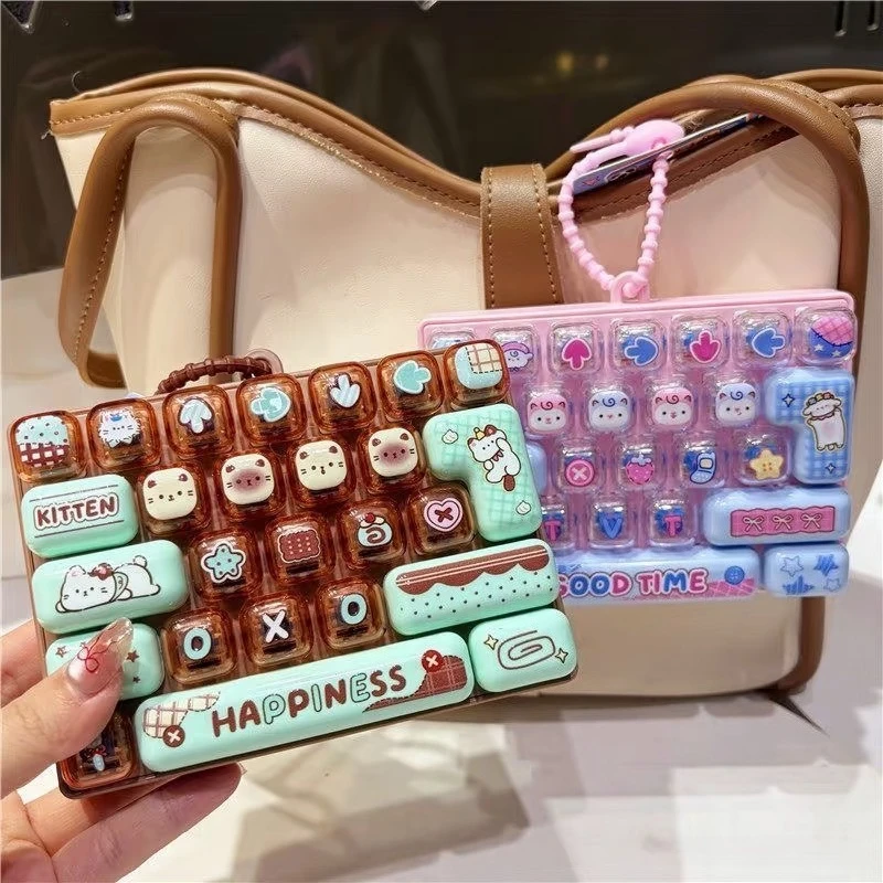 Anti-Stress Fidget Party Gifts 26-keys Keycap Clicker Keyboard Keychain Decompression Button Cartoon Hand Relax Party Favor Gift