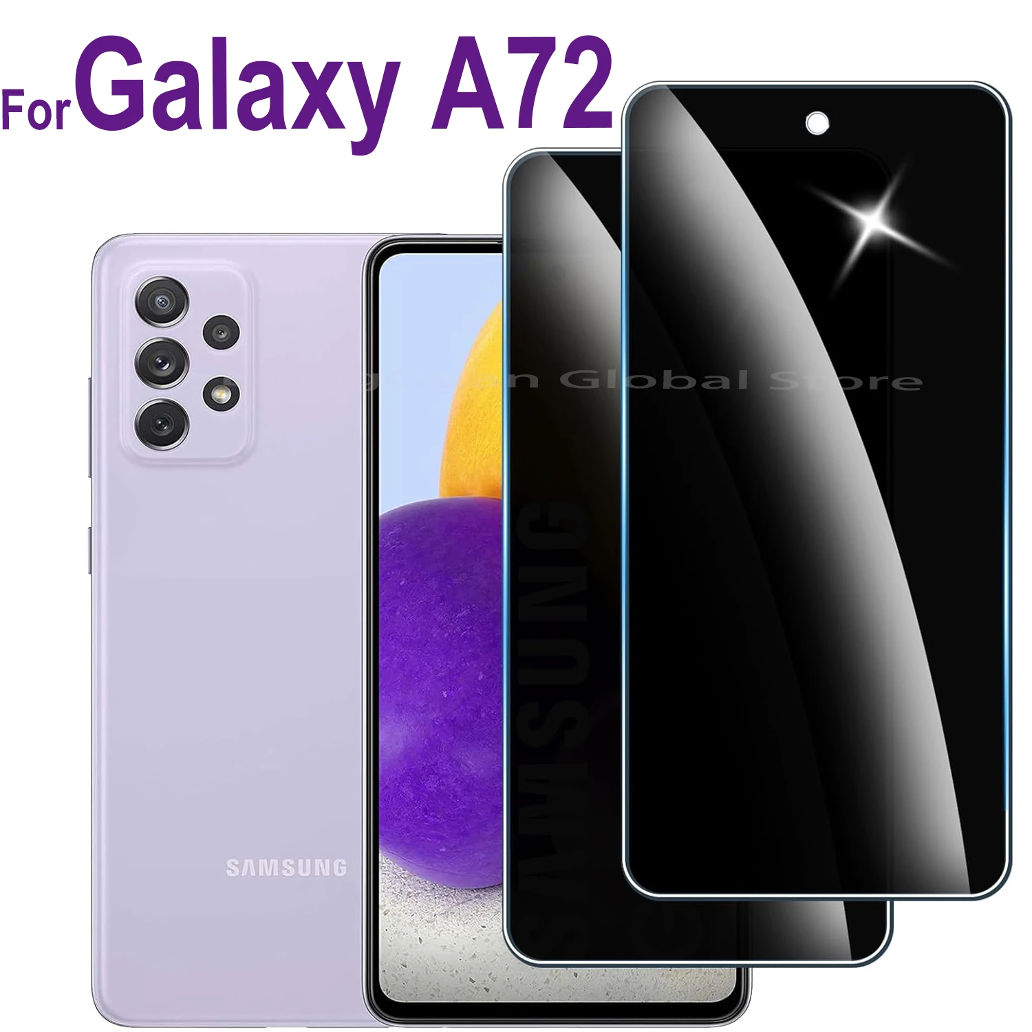 1/2/3/4Pcs For Samsung Galaxy A72 Anti Spy Tempered Glass Protector Privacy Screen