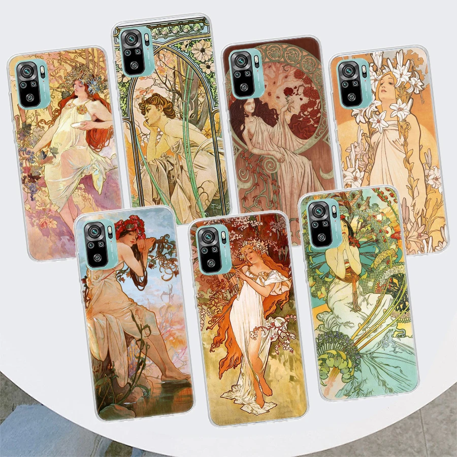 Alfons Mucha Primavera Phone Case For Xiaomi Redmi 12 12C 10 10C 10A 9T 9C 9A 9 8 8A 7 7A 6 6A K20 K30 K40 Pro S2 Fundas Cover