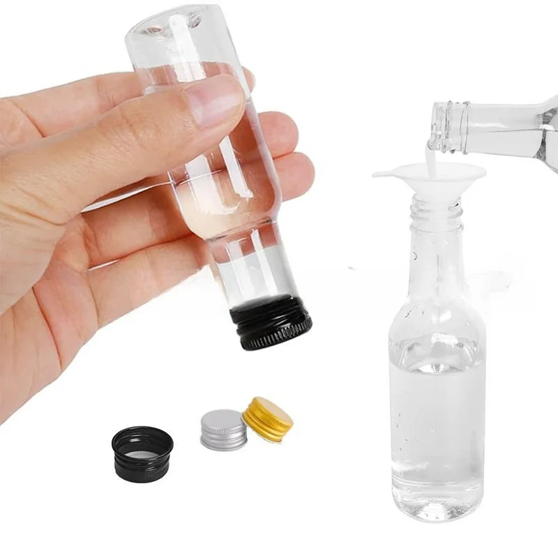 50ml Mini Plastic Liquor Bottles Set, Spirit Bottles Alcohol Shot Bottles with Caps,Kraft Tags with Ropes for Party Water Bottle