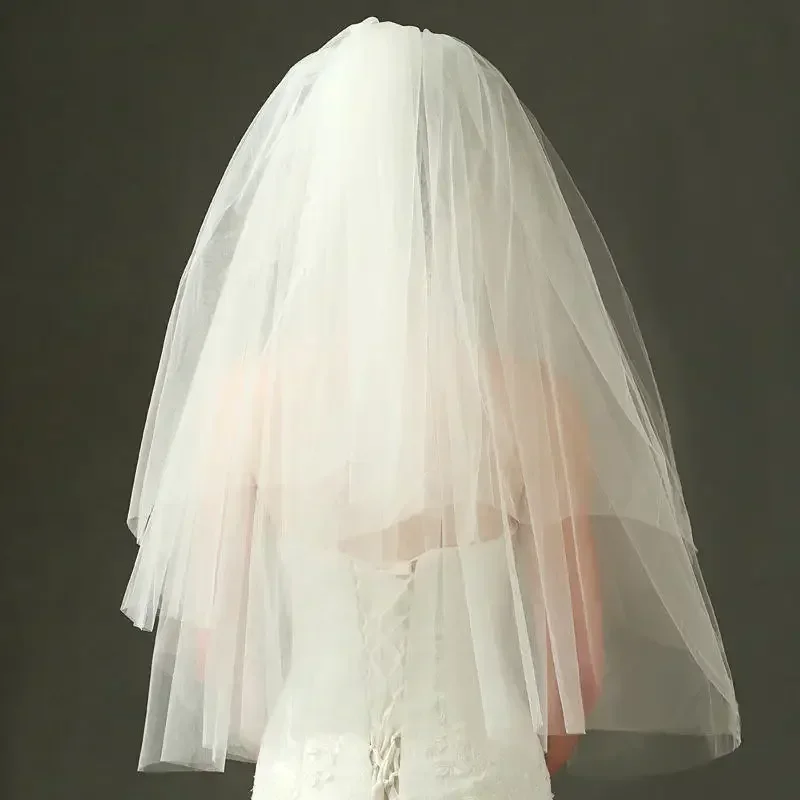 Elegant Double Cut Edge Bridal Veil - usage example