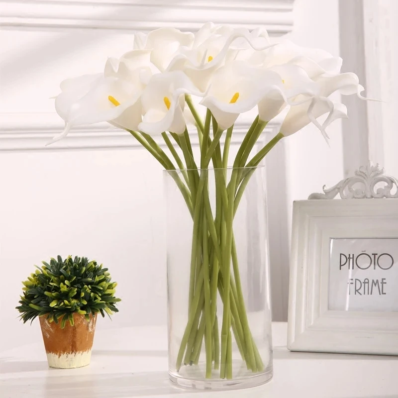 5/10Pcs Real Touch Calla Lily fiori artificiali Bouquet da sposa bianco addio al nubilato decorazione floreale per la casa fiore finto