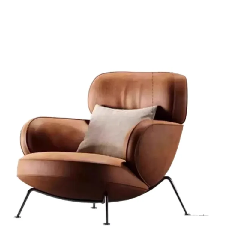 Single sofa leather designer light luxury living room tiger chair Italian minimalist lazy leisure recliner