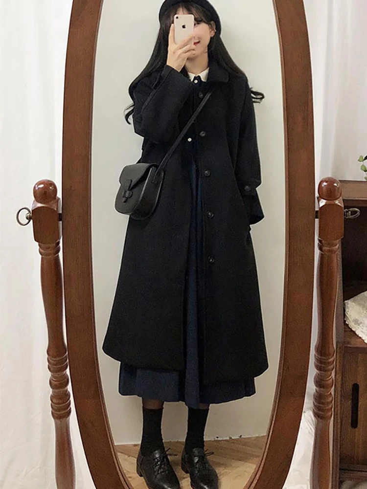 

Двустороннее пальто Camere, женское зимнее новое корейское пальто с основным характером Хепберн, шерстяное пальто небольшого размера