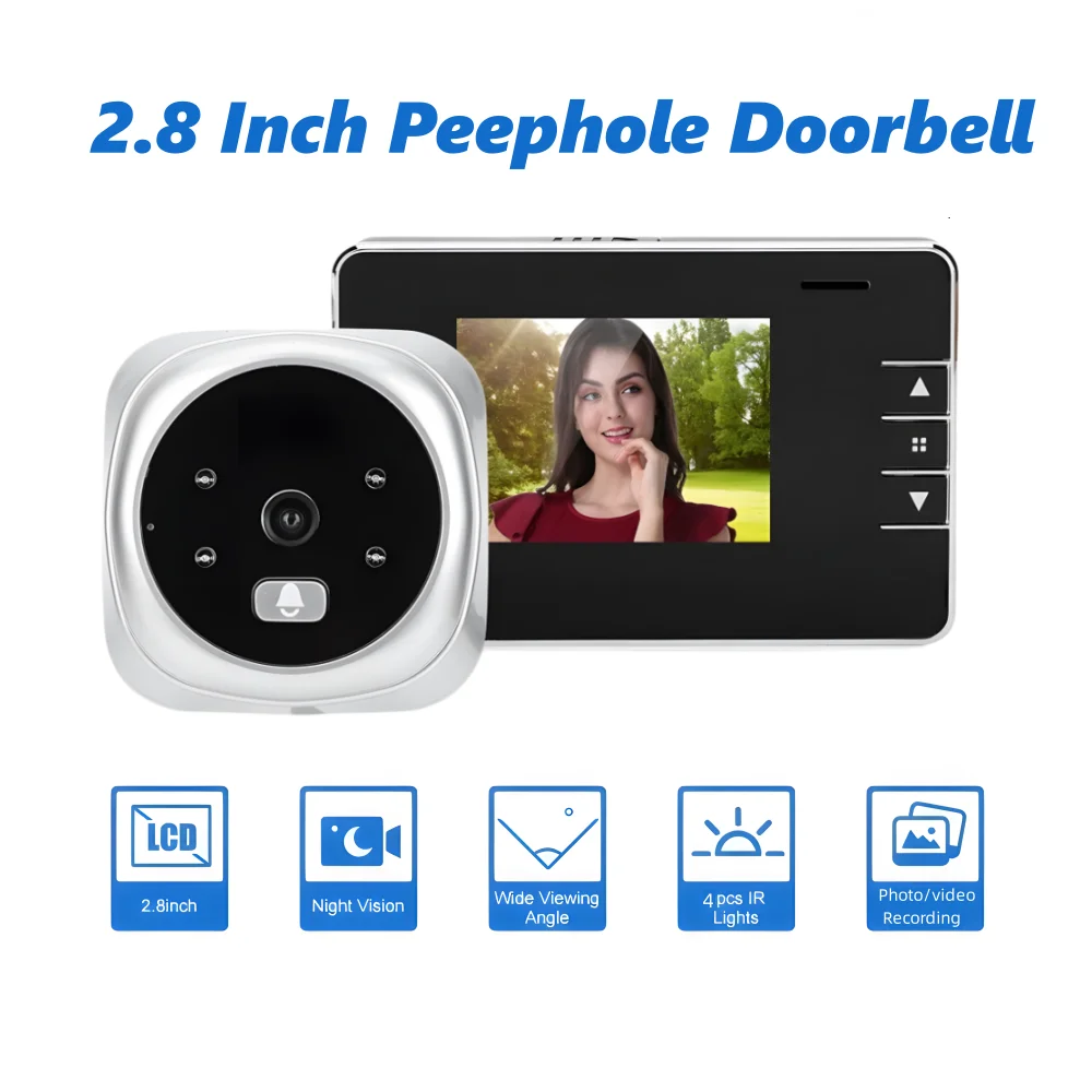 2.8 Inch Digital Peephole Door Camera IR Night Vision Magic Eye Smart Video Doorbell Ring Door Eye Camera Security Protection