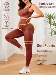 Women's Maternity 2 Piece Outfit Set Bra Shorts for Pregnancy Yoga workout Lounge Wear Sets
