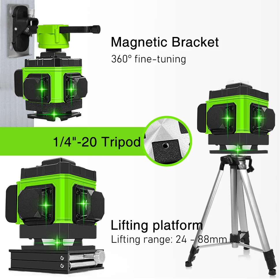 CLUBIONA 12 Lines Laser Level Green Line Self Leveling 360 Horizontal And Vertical Super Powerful Green Beam Laser Level