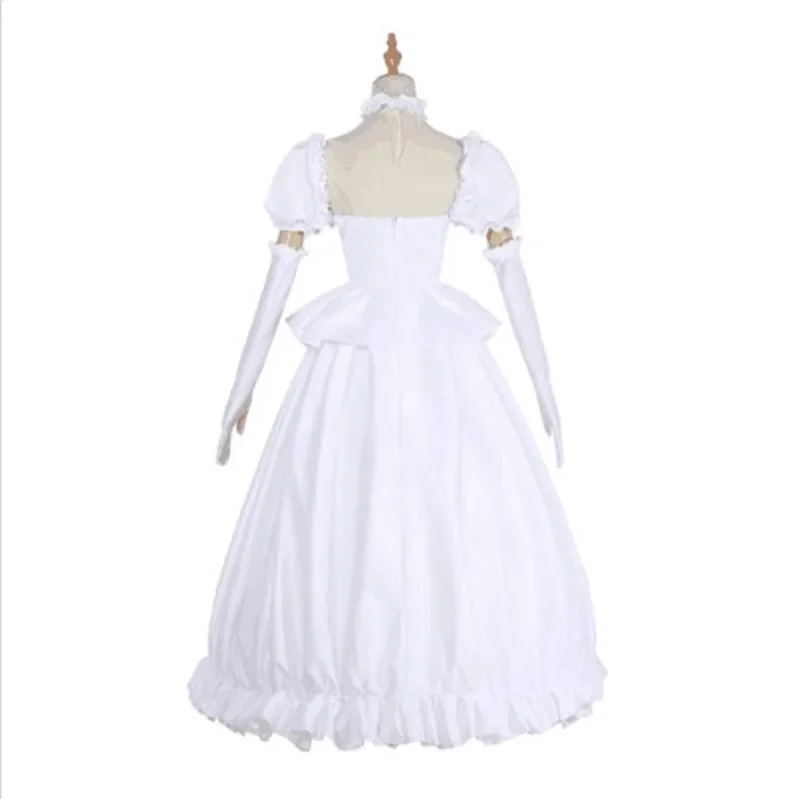 زي تنكري من Boutte King Boo ، الأميرة كوبا ، فستان أبيض مع قفازات ، لوليتا ، هالوين ، فستان كرنفال ، باروكة طويلة مستقيمة من الفضة
