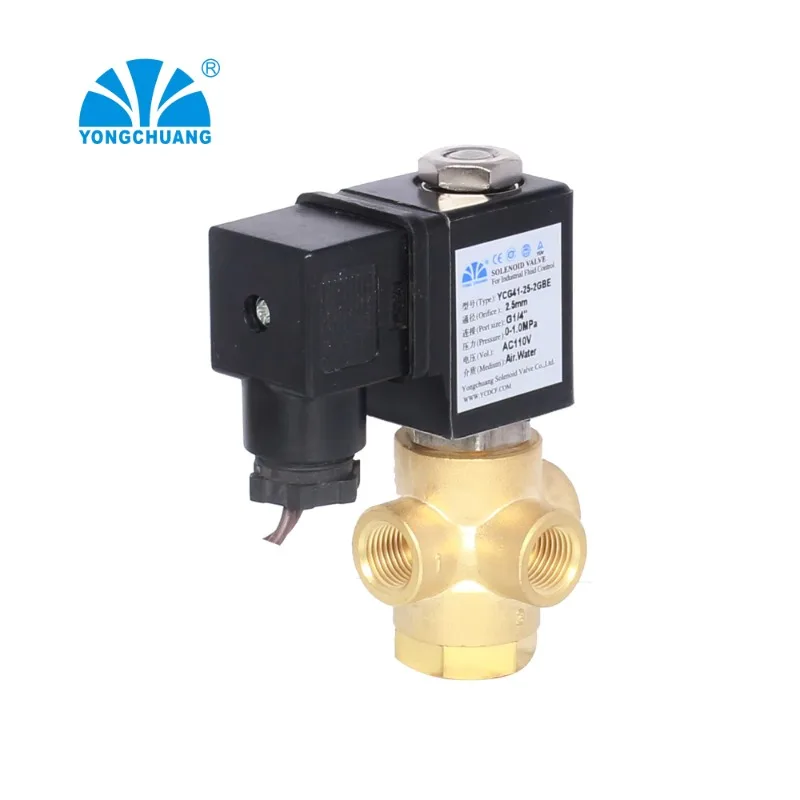 Yongchuang YCG41 Direct Acting DC12V 3 Way Universal Brass Stainless Steel Direct Acting Solenoid Valve for Autoclave