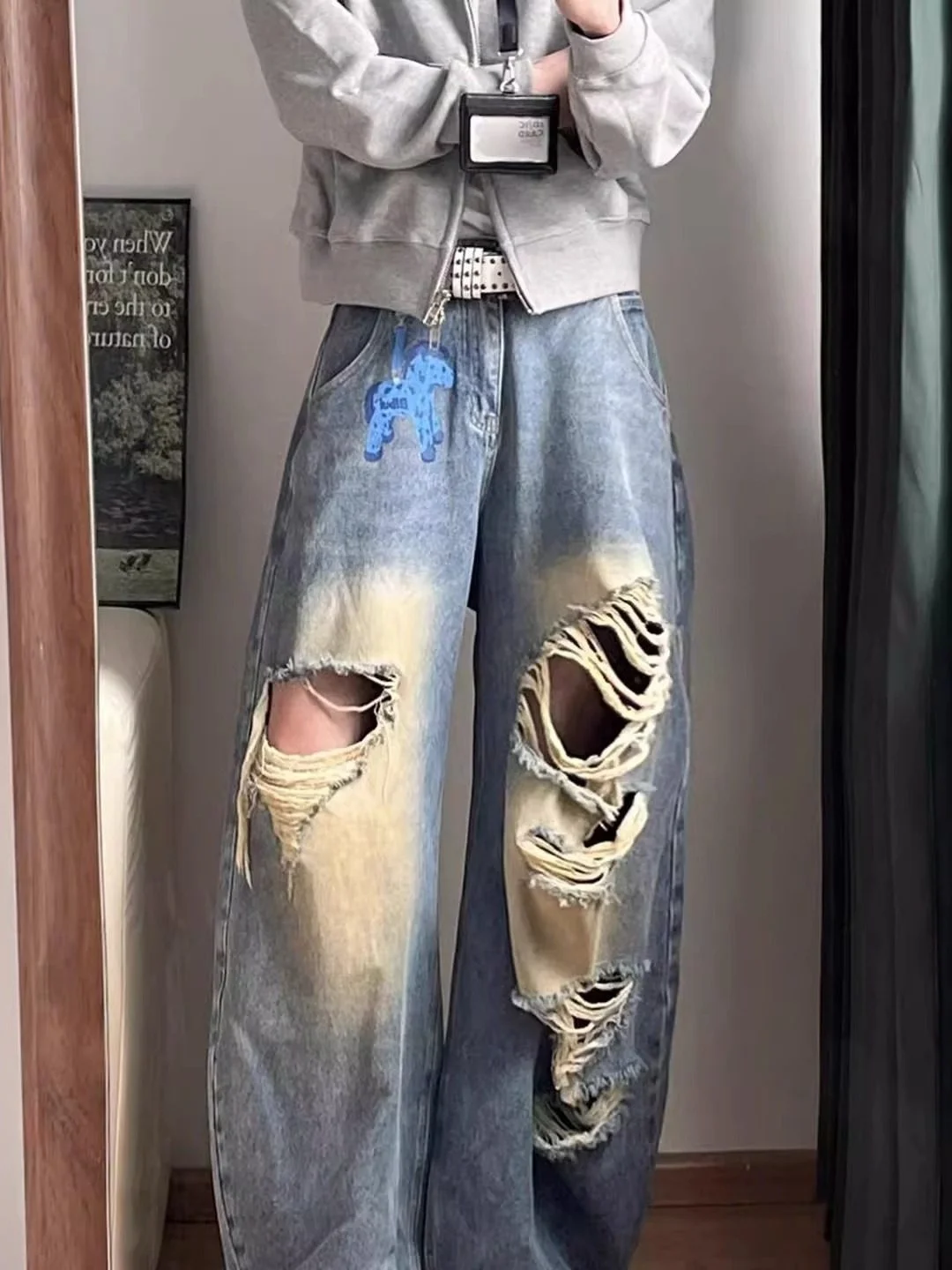 Calças Jeans Americanas Vintage Lavadas para Homens e Mulheres, Novo Design de Verão, Marca Trendy Cleanfit, Calças Casuais de Corte Solto