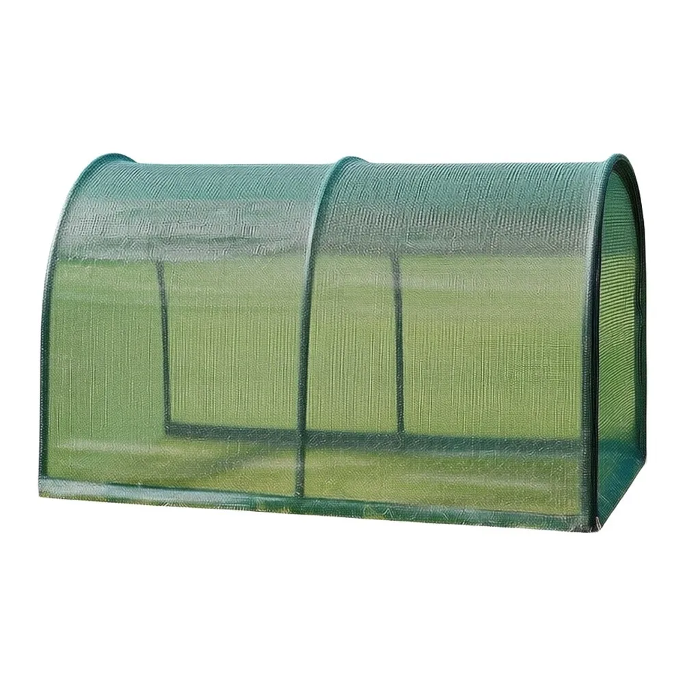 79 Inch Foldable Chicken Tunnel for Yard Green Plastic Chicken House with Sun Protection Mesh and Drawstring Ends