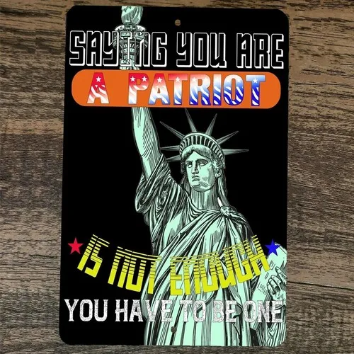 Saying You Are a Is Not Enough  Metal Wall Sign Poster July 4th