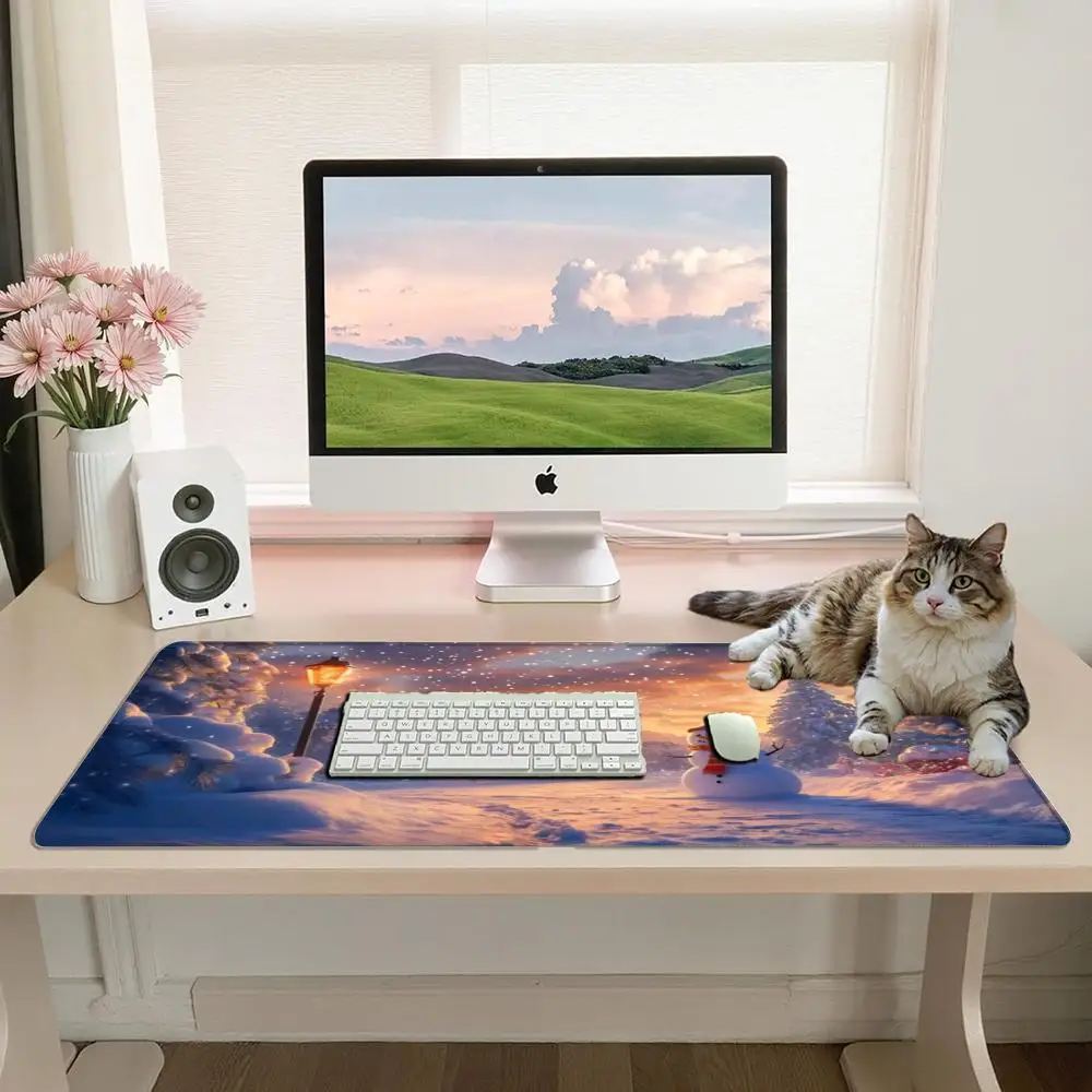 Twilight Snow Village Mouse Pad Gamer Blossoms printon demand New Computer Home Mousepad XXL Desk Mats Natural Rubber