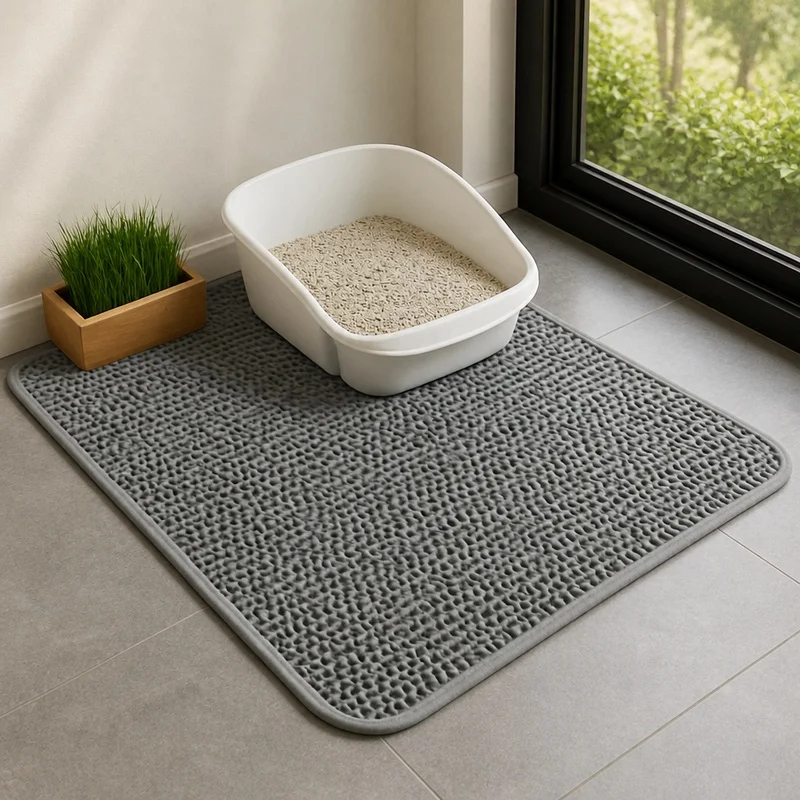 Durable Waterproof Double-Layer Cat Litter Mat with Non-Slip Backing, Washable Pad for Pet Training