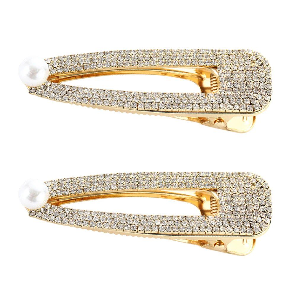 2Pcs Rhinestone Pearl Hair Clips Elegant Lightweight Hairpins for Women Wedding Daily Wear Bridal Hair Accessories