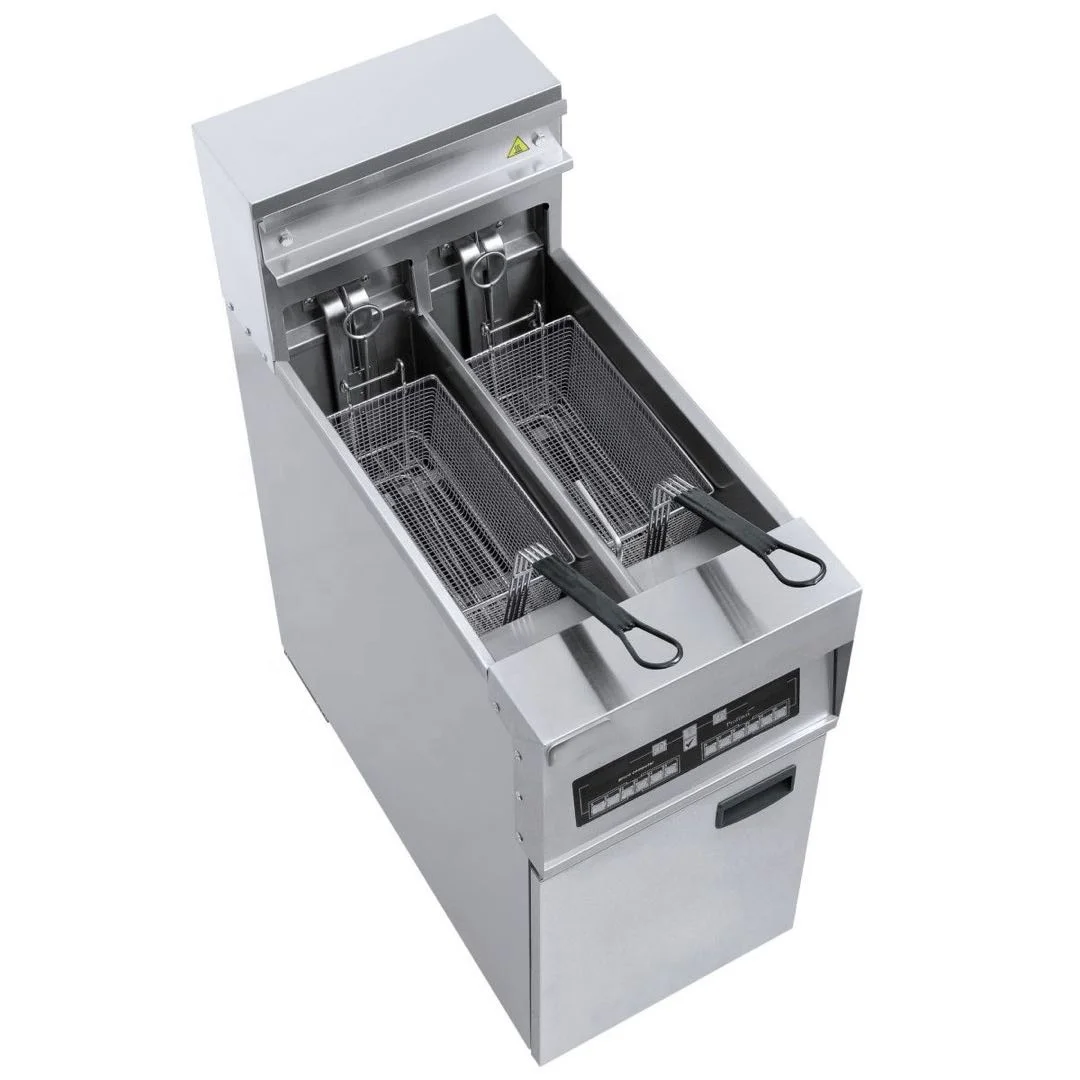 Fast Food Restaurant Kitchen Heavy Duty Double Pot Commercial Fryer Electric Fryer